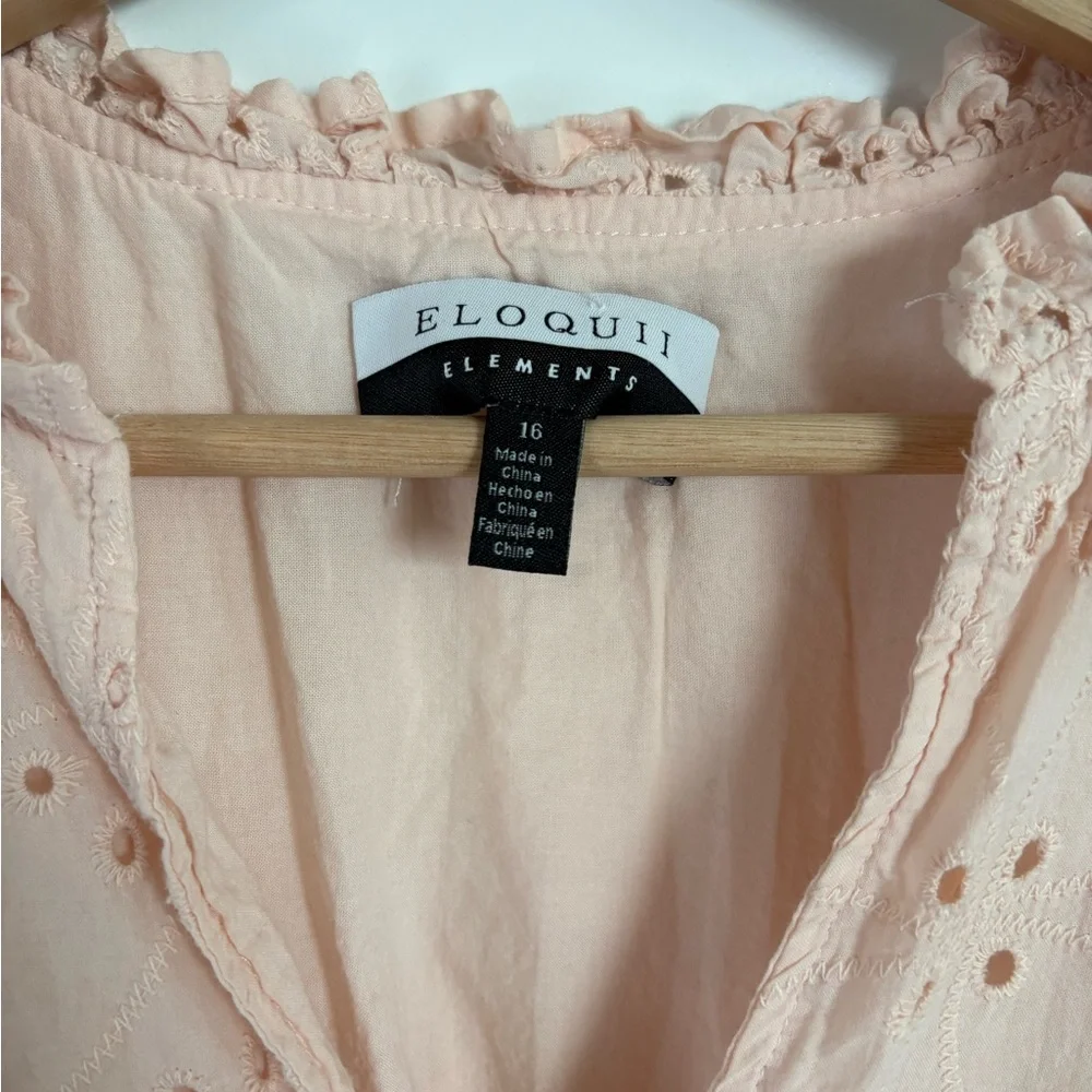 Blush Pink Eyelet Midi Dress | Kentucky Derby Style | Feminine Spring Occasion - Picture 5 of 7